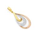 9ct-Gold-Tri-Tone-Diamond-Triple-Teardrop-Pendant Sale