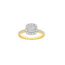 9ct-Gold-Diamond-Cushion-Cluster-Ring Sale