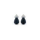 9ct-Gold-Black-Sapphire-10ct-Diamond-Pear-Shape-Stud-Earrings Sale