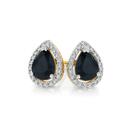 9ct-Gold-Sapphire-Diamond-Pear-Halo-Stud-Earrings Sale