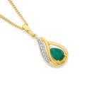 9ct-Gold-Natural-Emerald-Diamond-Pendant Sale