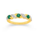 9ct-Gold-Natural-Emerald-Diamond-Ring Sale
