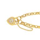 9ct-Gold-Two-Tone-19cm-Solid-Oval-Belcher-Flower-Padlock-Bracelet Sale