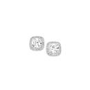 Sterling-Silver-Cubic-Zirconia-Small-Cushion-Cluster-Earrings-Stud-Earrings Sale