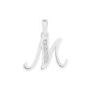 Sterling-Silver-CZ-M-Script-Initial-Pendant Sale