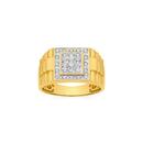 9ct-Gold-Diamond-set-Square-Top-Gents-Ring Sale