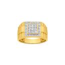 9ct-Gold-Diamond-set-Square-Top-Gents-Ring Sale