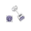 Silver-Round-Lavender-CZ-Stud-Earrings Sale