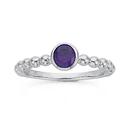 Sterling-Silver-Purple-Cubic-Zirconia-Round-Bezel-Ring-Size-M Sale