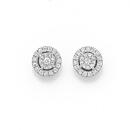 9ct-White-Gold-Diamond-Cluster-Frame-Stud-Earrings Sale