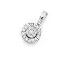 9ct-White-Gold-Diamond-Round-Halo-Cluster-Pendant Sale