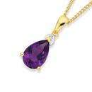 9ct-Gold-Amethyst-Diamond-Pear-Pendant Sale