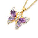 9ct-Gold-Pink-Amethyst-Diamond-Butterfly-Pendant Sale