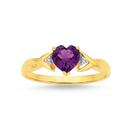 9ct-Gold-Amethyst-Diamond-Heart-Ring Sale
