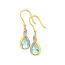 9ct-Gold-Aquamarine-Diamond-Drop-Earrings Sale