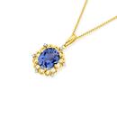 9ct-Gold-Created-Ceylon-Sapphire-Diamond-Pendant Sale