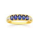 9ct-Gold-Created-Sapphire-Diamond-Ring Sale