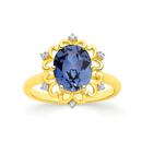 9ct-Gold-Created-Ceylon-Sapphire-Diamond-Ring Sale