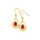 9ct-Gold-Created-Ruby-Pear-Teardrop-Earrings Sale