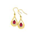 9ct-Gold-Created-Ruby-Pear-Teardrop-Earrings Sale