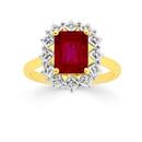 9ct-Gold-Created-Ruby-Diamond-Frame-Ring Sale