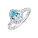 Sterling-Silver-Blue-Cubic-Zirconia-Pear-Cluster-Ring Sale