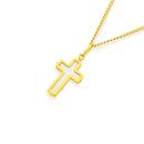 9ct-Gold-White-MOP-Cross-Pendant Sale