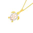 9ct-Gold-Tri-Tone-Diamond-Cut-Edge-Open-Turtle-Pendant Sale