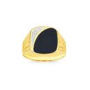 9ct-Gold-Diamond-Black-Agate-Gents-Ring Sale