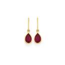 9ct-Gold-Created-Ruby-Pear-Cut-Hook-Earrings Sale