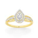 9ct-Gold-Diamond-Pear-Shape-Cluster-Ring Sale