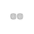 9ct-White-Gold-Diamond-Cushion-Cluster-Stud-Earrings Sale