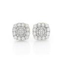 9ct-Two-Tone-Gold-Diamond-Cushion-Cluster-Stud-Earrings Sale