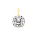 9ct-Two-Tone-Gold-Diamond-Cushion-Cluster-Pendant Sale