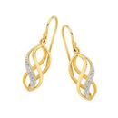 9ct-Gold-Diamond-3D-Open-Twirl-Hook-Earrings Sale