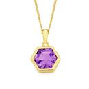 9ct-Gold-Amethyst-Hexagon-Cut-Bezel-Pendant Sale