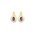 9ct-Gold-Amethyst-Diamond-Pear-Cut-Stud-Earrings Sale