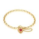 9ct-Gold-19cm-Solid-Belcher-Created-Ruby-Padlock-Bracelet Sale