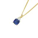 9ct-Gold-Created-Ceylon-Sapphire-Diamond-Pendant Sale