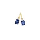 9ct-Gold-Created-Ceylon-Sapphire-Diamond-Emeral-Cut-Hook-Earrings Sale