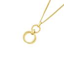 9ct-Gold-Twist-Polish-Double-Rings-Drop-Pendant Sale