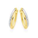 9ct-Gold-Two-Tone-Diamond-Cut-Oval-Hoops-Earrings Sale