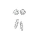 Silver-Cubic-Zirconia-Cluster-Studs-Hoops-Earrings-Set Sale