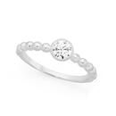 Sterling-Silver-Round-Bezel-Cubic-Zirconia-Friendship-Ring-Size-O Sale