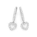 Sterling-Silver-Cubic-Zirconia-Open-Heart-On-Cubic-Zirconia-Hoop-Earrings Sale