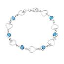 Silver-Open-Heart-Aqua-Crystal-Heart-Bracelet Sale