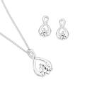 Silver-CZ-Open-Pear-Loop-Twist-Earrings-Pendant-Set Sale