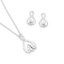 Silver-CZ-Wishbone-Pendant-Earrings-Set Sale