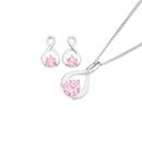 Silver-Pink-CZ-Open-Pear-Loop-Twist-Earrings-Pendant-Set Sale