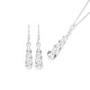 Sterling-Silver-Tapered-Multi-Cubic-Zirconia-Drop-Earrings-Pendant-Set Sale